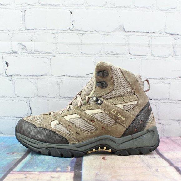 LL BEAN Tan Lace Up Hiking Trail Boots Size 9.5 M